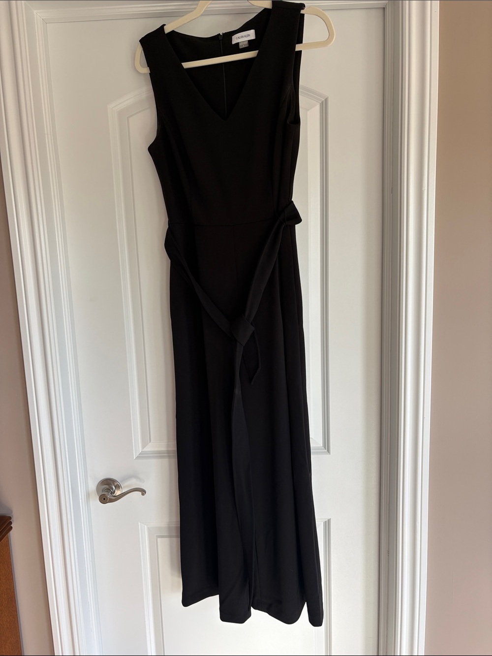 Calvin Klein Black Sleeveless V-Neck jumper with Waist Tie